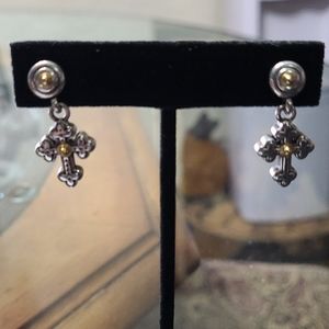 BRIGHTON STUD CROSS DANGLE EARRINGS